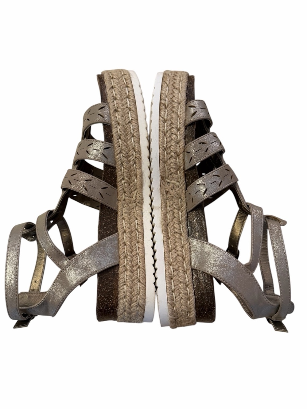 Madeline Womens Size 8.5 Metallic Tan Espadrille Platform Gladiator Sandals Boho - Picture 11 of 12